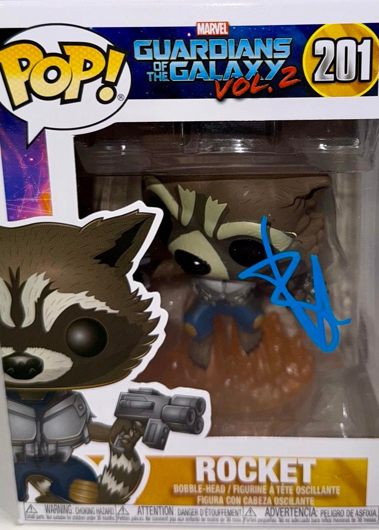 Bradley Cooper Signed Funko Pop #201 "Rocket Raccoon" GOTG - Beckett COA #02